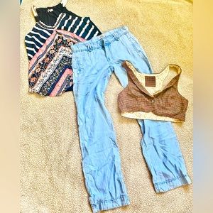 Celebrity Pink jeans sz 3 lightweight/ flowy & soft ; jolt silky tank & vest